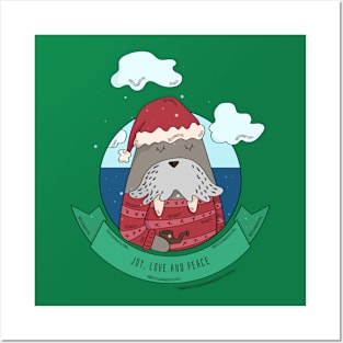 Funny Walrus Joy Love And Peace Posters and Art